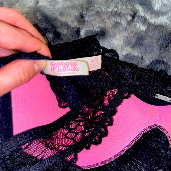 Black Lace PINK crop top - Picture 3 of 3